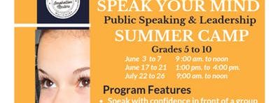 Speak Your Mind: Public Speaking and Leadership Summer Camp (June 24 to June 28)QD Plano