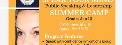 Speak Your Mind: Public Speaking and Leadership Summer Camp (June 10 to June 14) Southlake