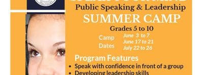 Speak Your Mind: Public Speaking and Leadership Summer Camp (June 3 to June 7) Coppell