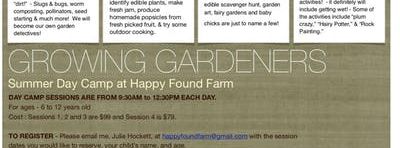 Growing Gardeners”  Kids Summer Day Camp